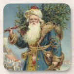 Vintage Victorian Santa Claus with Christmas Tree Coaster