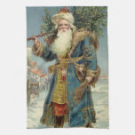 Vintage Victorian Santa Claus with Christmas Tree Kitchen Towel