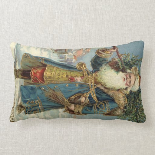 Vintage Victorian Santa Claus with Christmas Tree Pillow