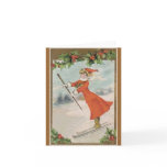 Vintage Victorian skiing Christmas card