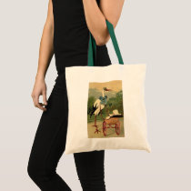 Vintage Victorian Stork and Baby Carriage Canvas Bag