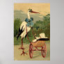 Vintage Victorian Stork and Baby Carriage Print