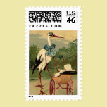 Vintage Victorian Stork and Baby Carriage stamps