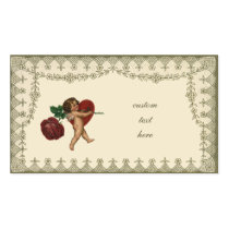 Vintage Victorian Valentine Cupid Red Rose Heart Business Card
