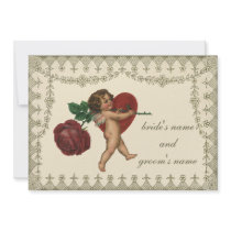 Vintage Victorian Valentine Cupid Red Rose Heart Personalized Announcement