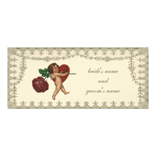 Vintage Victorian Valentine Cupid Red Rose Heart Personalized Announcement (front side)