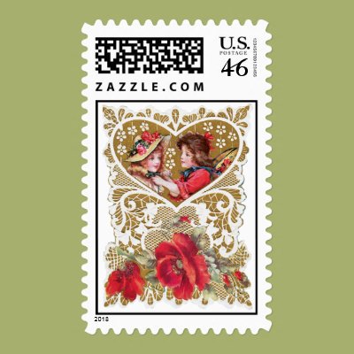 Vintage Victorian Valentine Postage Stamps Zazzle_stamp