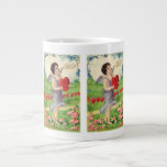 Vintage Victorian Valentines Cupid Holding a Heart Extra Large Mug