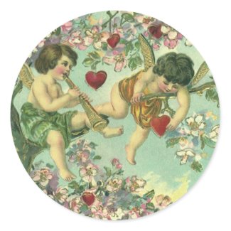 Vintage Victorian Valentine's Cupids in Heart Tree sticker