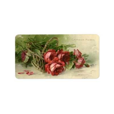 Vintage Victorian Valentine's Day Crimson Roses Personalized Address Label
