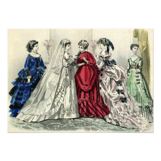 Vintage Victorian Wedding Bride Bridesmaid Bridal Custom Invites