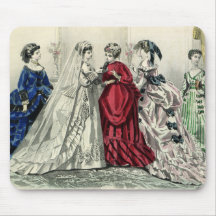Vintage Victorian Wedding Party, Bride Bridesmaids Mousepad
