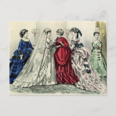 Vintage Victorian Wedding Party, Bride Bridesmaids Post Cards