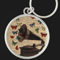 Vintage Victrola Butterflies Keychain keychains