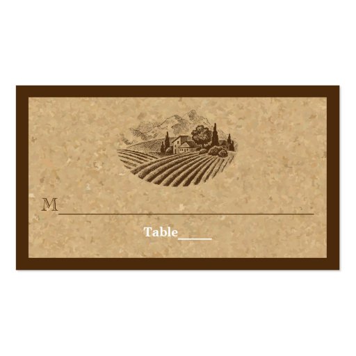 Vintage vineyard and cork wedding place card business card templates (front side)