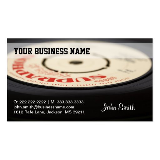 Vintage Vinyl business card (front side)