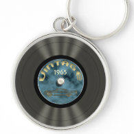 Vintage Vinyl Record (blue) Premium Keychain