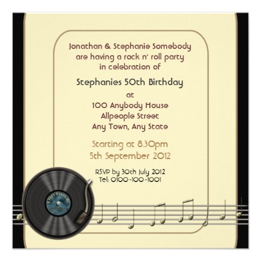 Vintage Vinyl Record Party Invitations
