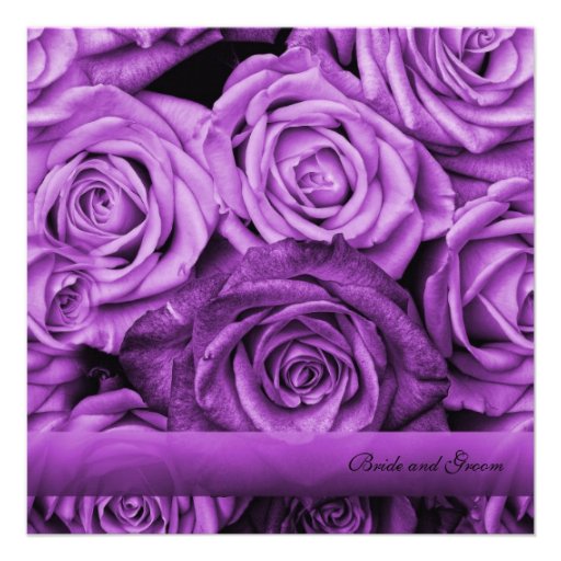 Vintage Violet Roses Wedding Invitation