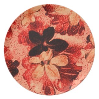 Vintage Violets Burnt Orange Plate