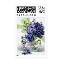 Vintage Violets in Glass Vase Postage