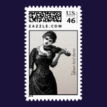 Vintage Violinist Postage stamps