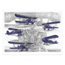 Vintage Waco Biplane - Old Bi Wing Airplanes postcards
