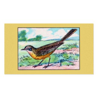 Vintage Wagtail Bird Print Business Card Templates