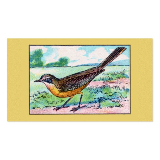 Vintage Wagtail Bird Print Business Card Templates (front side)