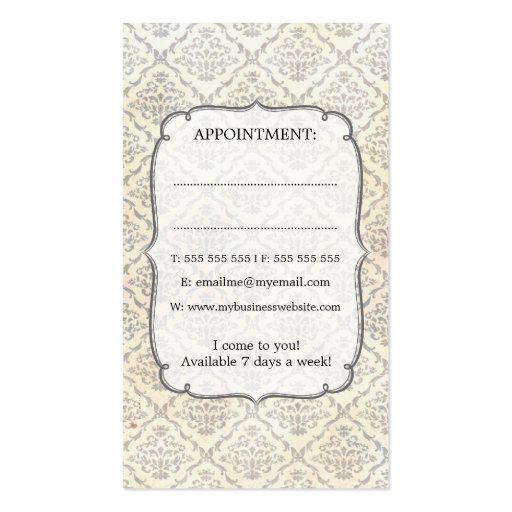 Vintage Wallpaper Hair Stylist Appointment Cards Business Card Template (back side)