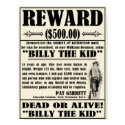 Vintage Wanted Poster Billy the Kid posters