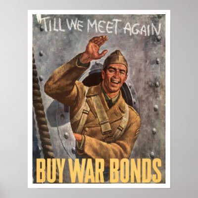 Vintage War Bonds World War II Poster by CowPieCreek