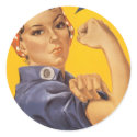 Vintage War Poster - Rosie the riveter Stickers by golden_oldies Vintage War Poster - Rosie the riveter Stickers