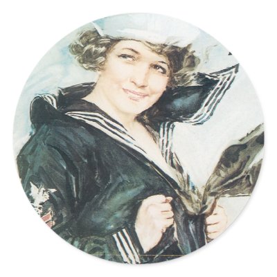 Vintage War Poster stickers - Pin up Navy by golden_oldies