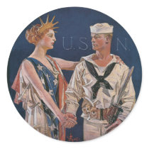 Vintage War Poster stickers - US Calls Navy answer by golden_oldies Vintage War Poster stickers - US Calls Navy answer