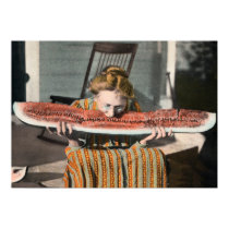 Vintage Watermelon Eating poster posters by photoinspiration Vintage Watermelon Eating poster posters