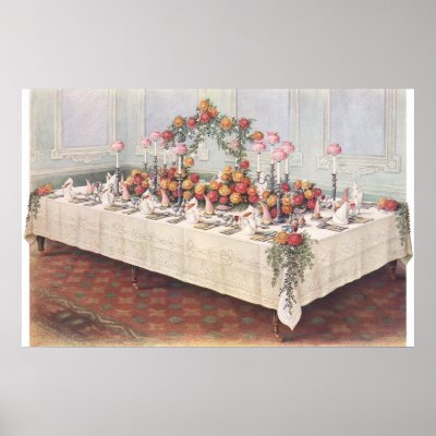 Vintage Wedding Banquet Table Print by YesterdayCafe
