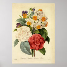 Vintage Wedding Bouquet, Blooming Flowers Print