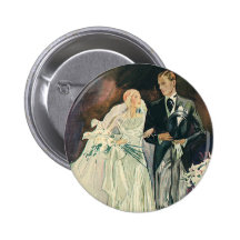 Vintage Wedding, Bride and Goom, Newlyweds Buttons