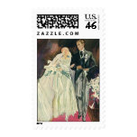 Vintage Wedding, Bride and Goom, Newlyweds Postage Stamp