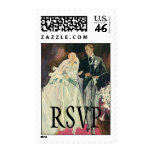 Vintage Wedding, Bride and Goom, Newlyweds RSVP Postage