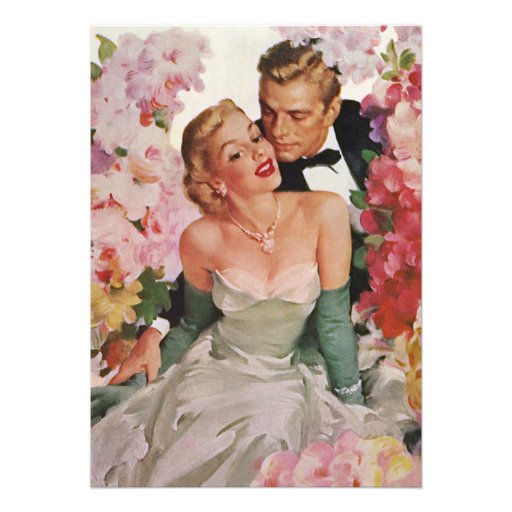 Vintage Wedding Bride Groom Newlyweds Flowers Custom Announcement