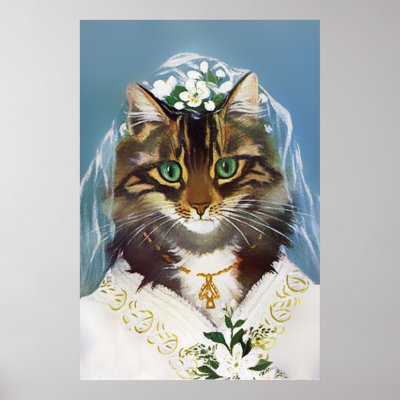 Vintage Wedding Bride Poster Print by Artworks This beautiful vintage cat 