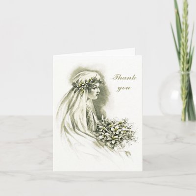 A beautiful bride graces the front of this vintage wedding card