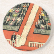 Vintage Wedding Ceremony, Bride and Groom Coasters
