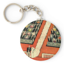 Vintage Wedding Ceremony, Bride and Groom Key Chain
