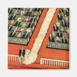 Vintage Wedding Ceremony, Bride Groom Newlyweds Magnets