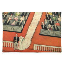 Vintage Wedding Ceremony, Bride Groom Newlyweds Placemat
