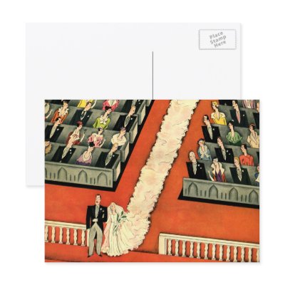 Vintage Wedding Ceremony, Bride Groom Newlyweds Postcards