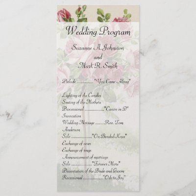Vintage Wedding Ceremony Program Personalized Rack Card by golden oldies